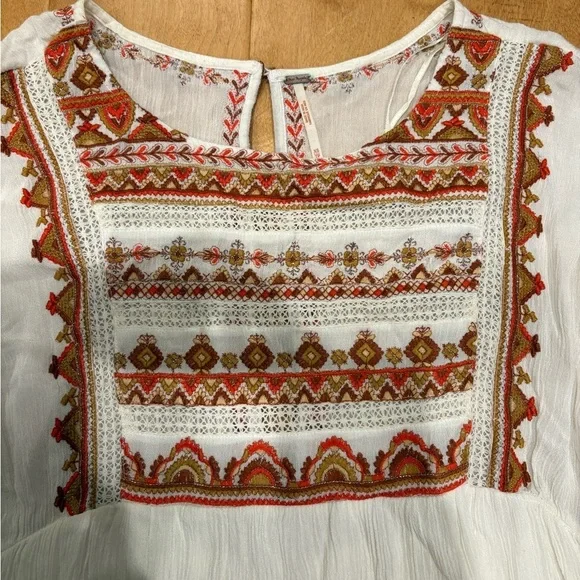 Free People Sunrise Wanderer boho mini dress white XS S - Picture 6 of 7